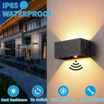 12W/24W חיצונית קוביית LED מנורת קיר אטימות IP65 חיישן תנועה השינה מנורות קיר גן במרפסת ביתי קיר תאורה 110/220V