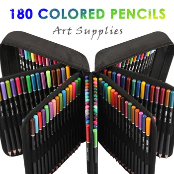 180 צבעים עפרונות צבעוניים סט מקצועי ביד חופשית ציור שרבוט ציוד לימודי אמנות לילדים אמן ציור עפרונות צבעוניים