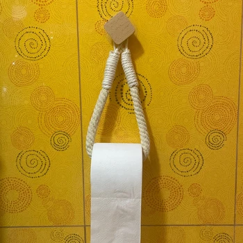 2 סגנון מסמר-בחינם יחיד חבל כותנה אביזרי אמבטיה מחזיק נייר הקיר תלויה כותנה ארוגים החבל מחזיק נייר טואלט
