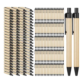 200 Pack שחור עטים כדוריים בינוני נקודת נשלף עטים ממוחזרים קראפט נייר עטים בתפזורת למשרד בית הספר