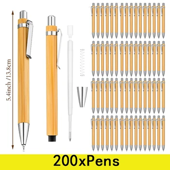 200Pcs במבוק עט כדורי עט מגע עט משרד & ציוד בית הספר עטים & משרדי מתנות עם דיו שחור