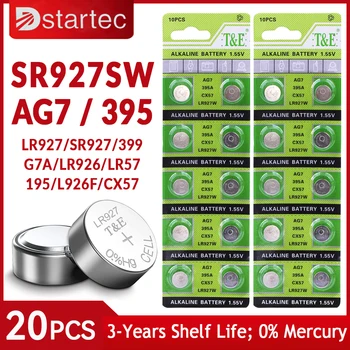 20PCS AG7 LR927 395 1.55 V סוללות כפתור בשביל לצפות צעצועים מרחוק L927F LR57 SR927 LR926 395A 399 195 תא מטבע סוללה אלקליין