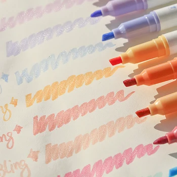 4Pcs/סט צבע מנצנץ מדגיש תלמידים גרפיטי ציור סמנים עט ס ציוד משרדי מכשירי כתיבה