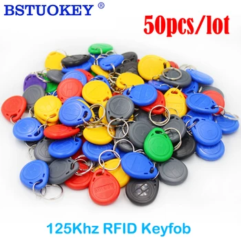 50pcs עמיד למים 125KHz RFID תג קירבה RFID כרטיס Keyfob Fob מפתח בקרת גישה באמצעות כרטיס חכם צבע ID מחזיק מפתחות
