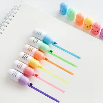 6 יח ' /חבילת יצירתי הגלולה בצורת מיני ממתקים צבעוניים צבע מדגשים קידום מכירות טושים מתנה נייר מכתבים צבע העט.