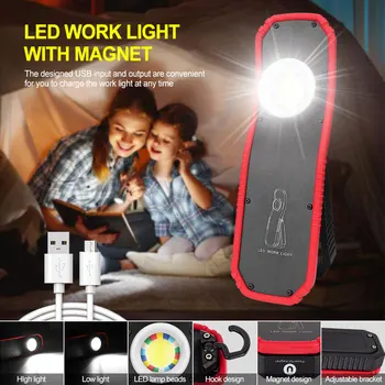60w נייד LED COB פנס מגנטי פנס קמפינג תלוי קרס אוהל המנורה גבוה-נמוך מצב טעינת USB עובד אור כוח הבנק