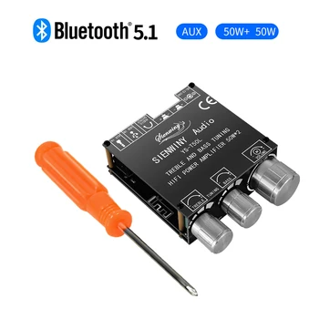 Bluetooth 5.0 2x50W HIFI כוח סאב וופר, מגבר לוח TPA3116D2 סטריאו אודיו דיגיטלי מגבר כוח AMP AUX USB T50L APP