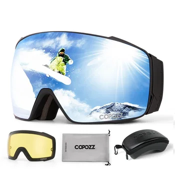 Copozz מגנטי מקוטב משקפי סקי אנטי ערפל החורף כפול-שכבות הגנה UV400 גברים סקי משקפיים משקפי שמש עם עדשה תיק סט