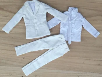 E4-07 1/6 זכר חייל לבן החליפה מעיל+מכנסיים +עניבה +חולצה מודל 12
