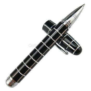 Fuliwen 2062 שחור שרף נסיעה קצר כיס נייד עט רולר בול עט כדורי קטן מרובע סריג תבנית כתיבה עט