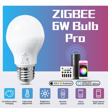 GLEDOPTO חכם ZigBee 3.0 6W LED הנורה Pro RGBCCT E27/E26 הנורה עובדת עם אלקסה אקו פלוס SmartThings האפליקציה/קול/RF מרחוק