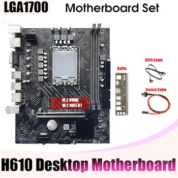 H610 לוח אם+SATA כבל+החלפת כבל+לבלבל LGA1700 DDR4 Gigabit LAN עבור G6900 G7400 I3 12100 I5 12500-12 CPU
