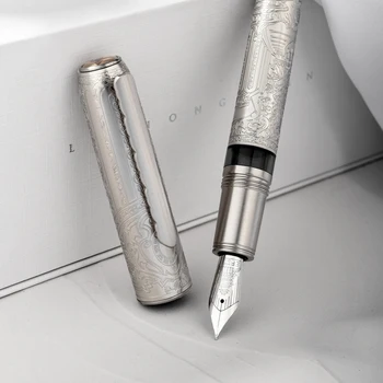 Hongdian 100 EF/F/M/זמן סכין החוד בוכנה עט נובע, יפה חריטת מתכת גדולים כותב מתנה עט