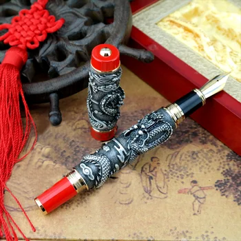 Jinhao הדרקון מתנה למשרד פיניקס כבד אפור אדום עט נובע