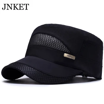 JNKET קיץ גברים מהיר-ייבוש שטוח כובע רשת כובע צבא כובע מזדמן Sunhat חיצוני ספורט כובע מתכוונן כובע Casquette