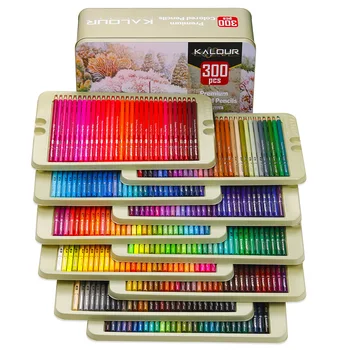 KALOUR עפרונות צבעוניים 50/180/300 מחשבים להגדיר סקיצה צבע העיפרון להגדיר גרפיטי צבע השמן להוביל קופסת מתנה אמנות צביעת הציור להגדיר