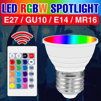 LED Smart הנורה MR16 RGB אור הזרקורים E27 נורות GU10 רוח המנורה לקישוט הבית עם שליטה מרחוק תאורה פנימית, מנורות