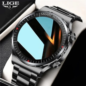 LIGE 2021 יוקרה חדש מותג mens שעונים פלדה הלהקה כושר לצפות את קצב הלב, לחץ הדם, פעילות tracker שעון חכם עבור גברים