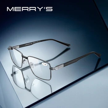 MERRYS עיצוב יוקרתי גברים משקפי קריאה אנשי עסקים הקורא אור כחול חוסם אנטי רפלקטיבי הגדלה משקפיים S2358FLH