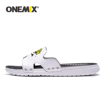 ONEMIX הקיץ החדש סנדלים לגברים נעלי החוף נוח קל להחליק על חיצונית הליכה שכשוך נעלי זכר כפכפים