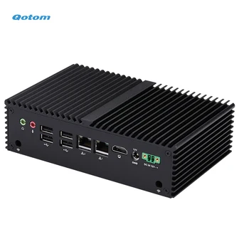Qotom Mini PC J6412 קווה Core 2.0 GHz Dual LAN כפול COM פועל 24/7 DDR4 RAM מסוג MSATA SSD