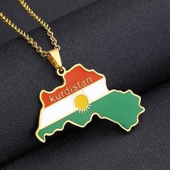 Stainelss פלדה כורדיסטן המפה השרשרת לנשים צבע זהב שרשרת הדגל הכורדי שרשרות תליון אופנתי תכשיטים מתנה