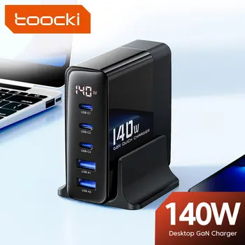 Toocki 140W מטען USB Multi יציאת USB לטעינה בתחנת גן בטעינה מהירה של שולחן העבודה משטרת סוג C מתאם מתח תצוגת LED Carregador