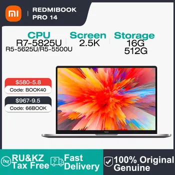 Xiaomi RedmiBook Pro 14 מחשב נייד 14 אינץ ' 2.5 K מסך מחברת AMD Ryzen R5 5500U 16GB 512GB PCIE SSD Netbook מחשב נייד מחשב