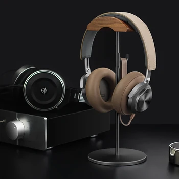 אגוז שחור, עץ & אלומיניום אוזניות לעמוד הטבע אגוז Gaming Headset מחזיק עם מתכת מוצקה הבסיס על שולחן שולחן תצוגה