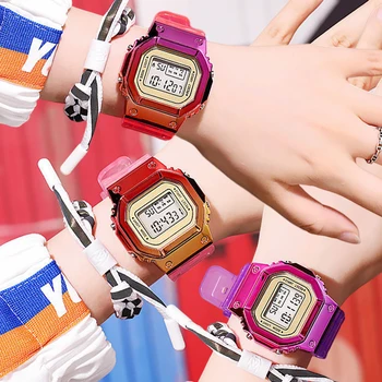 אופנה שעונים אלקטרוניים שקוף דיגיטלי ספורט נשים גברים שעון של המאהב מתנה שעון LED זוהר שעון יד נשי שעון