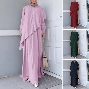 אלגנטי Türkiye שמלת קיץ המוסלמים Abaya השמלה מוצק ארוך שרוולים שמלת נשים דובאי טלית האסלאמית בגדים הרמדאן
