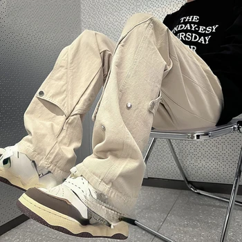 אמריקן וינטג 'שטף ישר מכנסיים האביב החדש גבוהה המותניים ג' ינס לנשים Harajuku רחוב משוחרר יוניסקס רחב הרגל המכנסיים