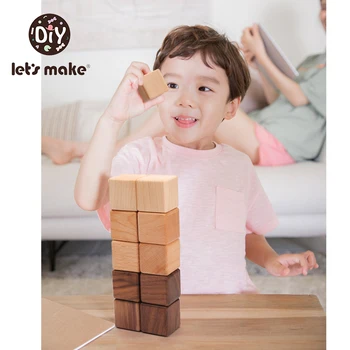 בואו להפוך את הילדים עץ מרובע בנייה בלוק צעצועים לתינוק יצירתי מ 