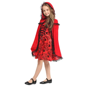 הילדה כיפה אדומה קוספליי עם כובע ילדים אגדות בגדי ליל כל הקדושים תחפושת המשרתת
