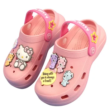 הלו קיטי הילדה אנימה קיץ סנדלי חור נעליים Kawaii Sanrio חלול החוצה לנשימה חוף נעלי בית חמודות חיצונית החלקה נעליים