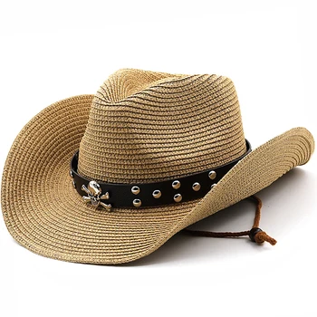 הקש החדש המערבי כובע בוקרים יד החוף הרגשתי שמש כובעי הקיץ במדי גבר אישה מסתלסל אפס מקום כובע הגנה מהשמש יוניסקס כובעים