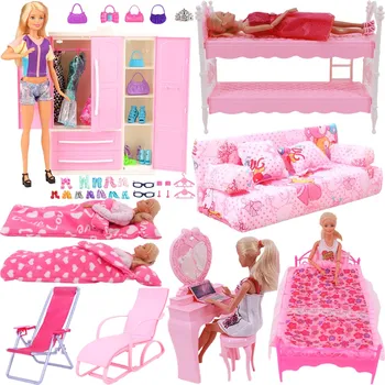ורוד בובה רהיטים ואביזרים עבור ברבי בגדים שמלה צעצועים עבור בנות מתנת יום הולדת.