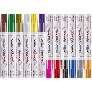 חבילה של 6 קבע לצבוע עטים צבע סמני פלסטיק צבע על בסיס שמן עטי סמן קבע, מהיר יבש, עמיד למים,צבע שמן עט