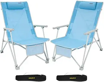 חבילת נמוך החוף הכיסא, קיפול גבוהה נייד חוף כסאות למבוגרים עם משענת יד,משענת ראש,כיס חוצות, פסטיבל
