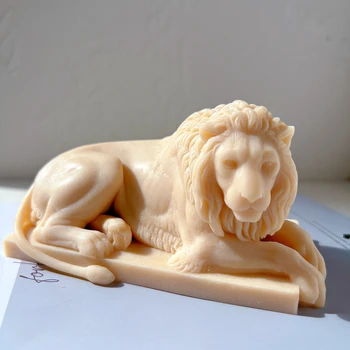 חיה פיסול סיליקון עובש 3D קסם אריות פסל סיליקון נר עובש איור מינימליסטי השולחן עיצוב