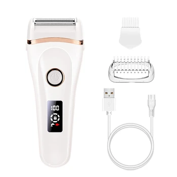 חשמלית לגלח בנות גילוח נטענת USB ביקיני גוזם על כל הגוף עמיד למים תצוגת LCD רטובה ויבשה להשתמש