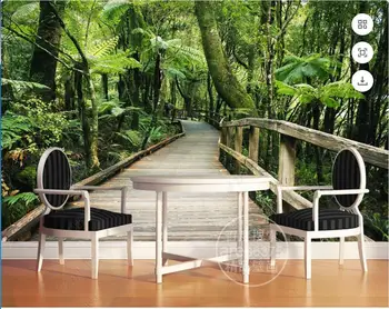 טפט תמונה 3d מותאם אישית ציור נוף קטן גשר עץ יער קרש נתיב הסלון טפט על קירות 3d השינה