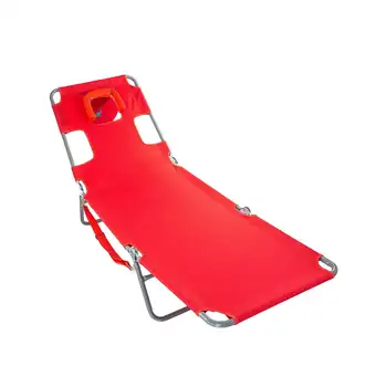 כורסא מתקפלת ניידת שיזוף לצד הבריכה חוף הכיסא, אדום