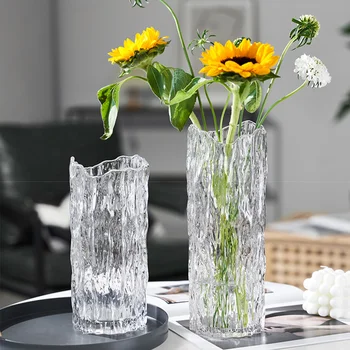 לסידור פרחים יבשים כוס שקוף אפור אגרטל זכוכית עיצוב הבית שולחן אגרטל, בקבוק מים לתרבות הידרופוני מיכל כוסות