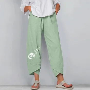 מכנסיים רחבים אישה קוריאנית אופנה אלסטי המותניים כותנה רופף מזדמן הקרסול מכנסיים אופנת רחוב גבוהה המותניים הקיץ של נשים מכנסיים