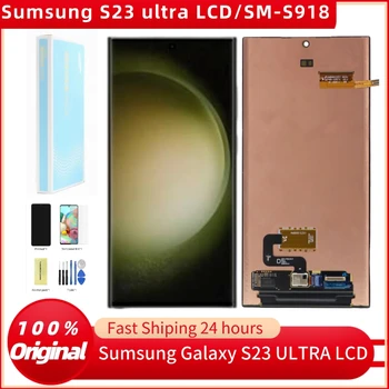 מקורי AMOLED עבור Samsung Galaxy S23 אולטרה LCD עם מסגרת S23U להציג SM-S918 מסך מגע דיגיטלית הרכבה, תיקון חלקים