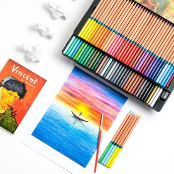 מרקו רנואר מקצועי 120 צבע השמן עפרונות להגדיר אמן ציור צבע בצבע עיפרון תיבת פח אמן ציוד אמנות