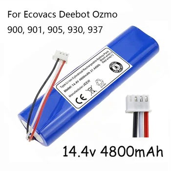 משלוח חינם חדש 100% 14.4 V 4800mAh רובוט שואב אבק סוללה עבור Ecovacs Deebot Ozmo 900 901 905 930 937