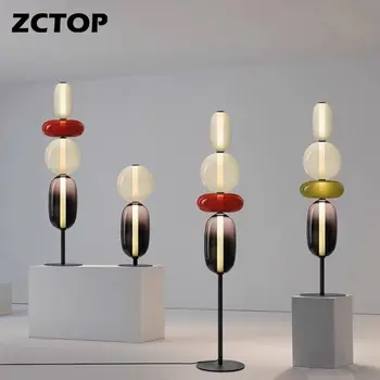 נורדי LED צבעונית רצפת זכוכית המנורה בבית מקורה אמנות עיטור מנורת שולחן הסלון מלון Exhibition Hall עומד אור