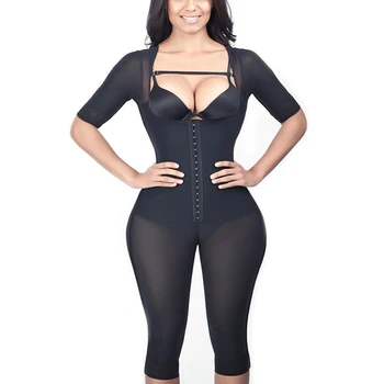 נשים עם שרוול ארוך בגד גוף PostpartumTummy שליטה טונג Shapewear הרזיה Fajas Faja קולומביאנית Mujer חלקה הגוף מעצב.